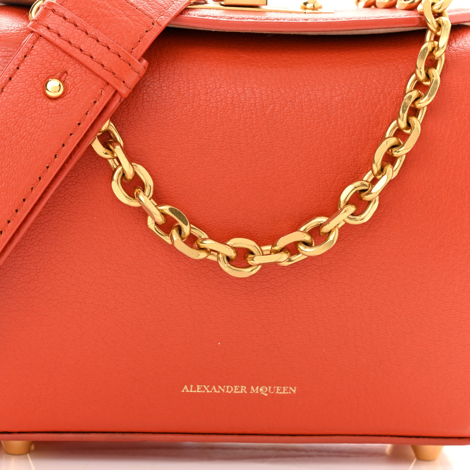 Alexander McQueen Silky Amish Grained Goatskin Box Shoulder Bag 16 Flame 7 of 10