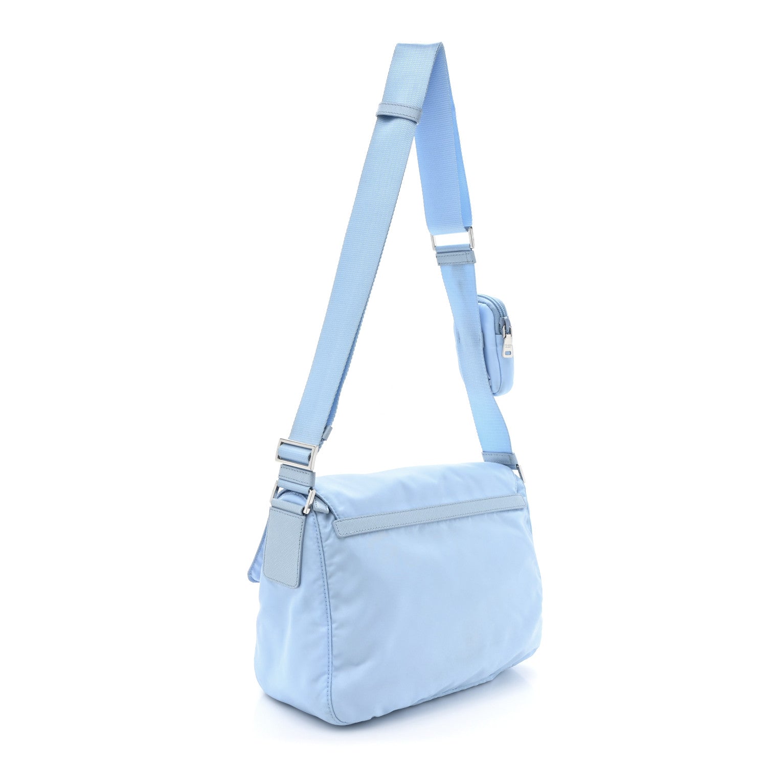 Prada Re-Nylon Vela Saffiano Pocket Double Buckle Messenger Shoulder Bag Fiordaliso 3 of 10