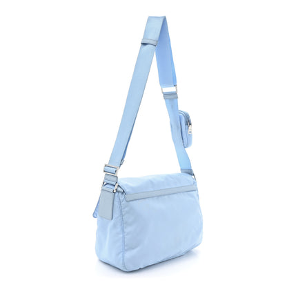 Prada Re-Nylon Vela Saffiano Pocket Double Buckle Messenger Shoulder Bag Fiordaliso 3 of 10