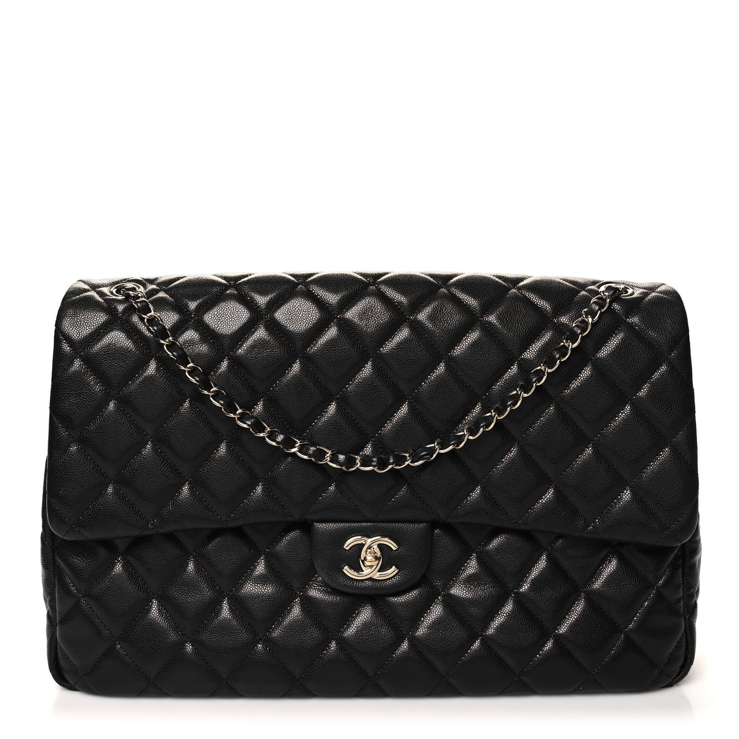 Caviar Quilted XXL Travel Flap Bag Black