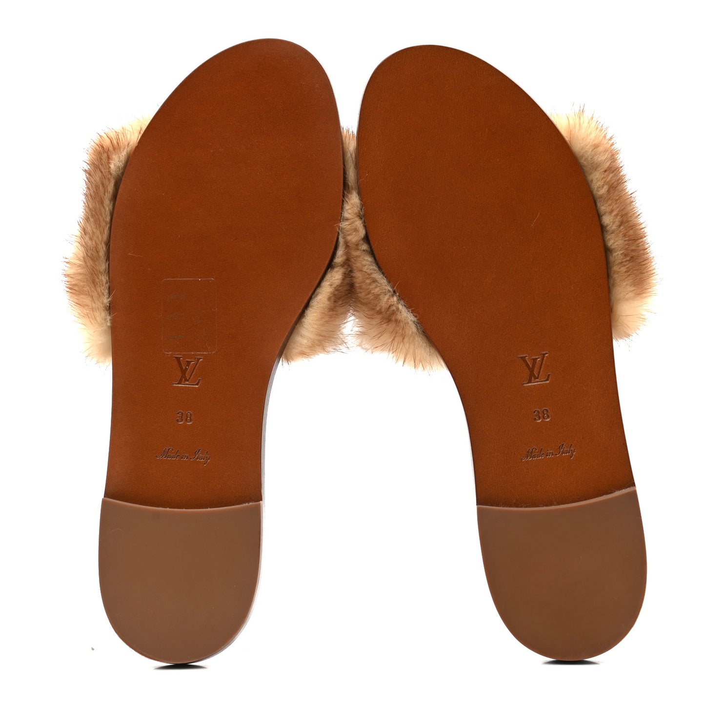 Mink Fur Lock It Flat Mule 38 Beige