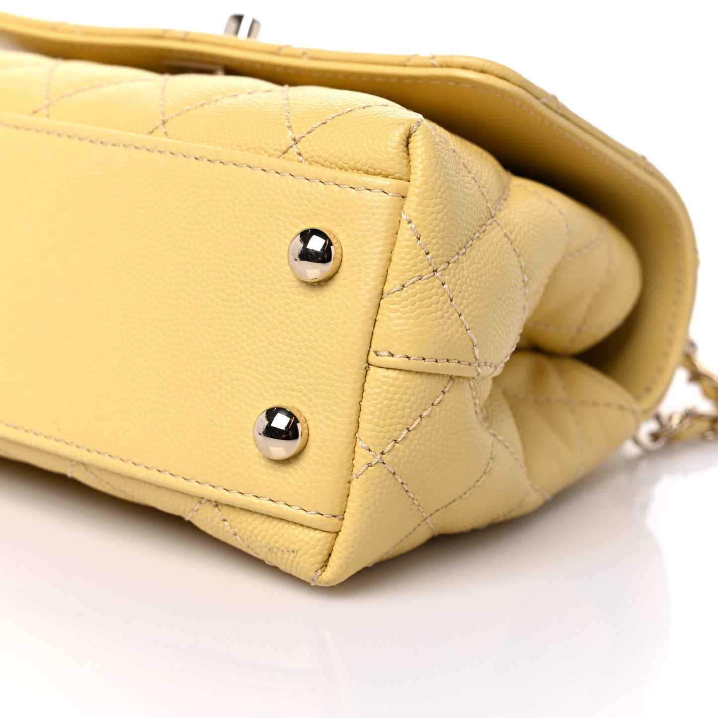 Caviar Quilted Extra Mini Coco Handle Flap Yellow