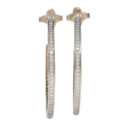 David Yurman 18K Yellow Gold Diamond Large Cable Hoop Earrings 1 of 4