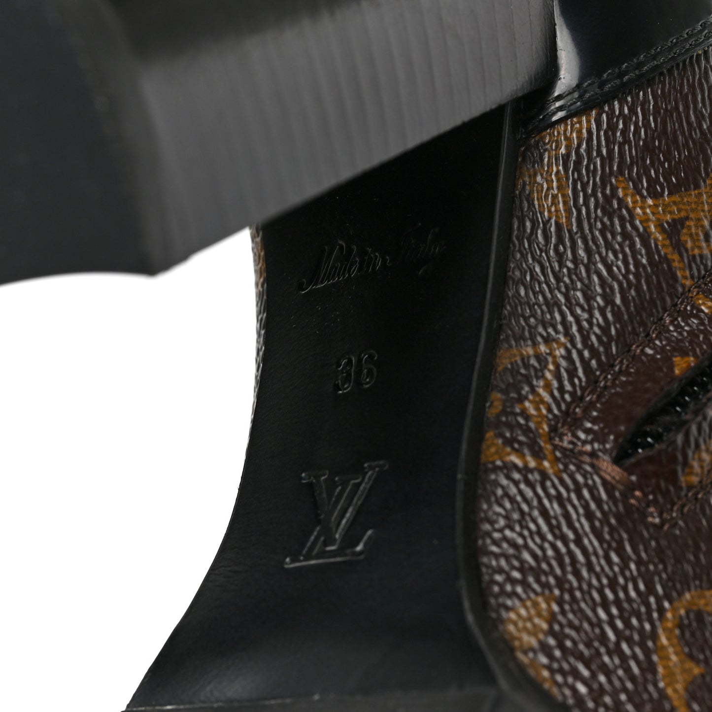 Patent Calfskin Monogram Star Trail Ankle Boots 36 Black