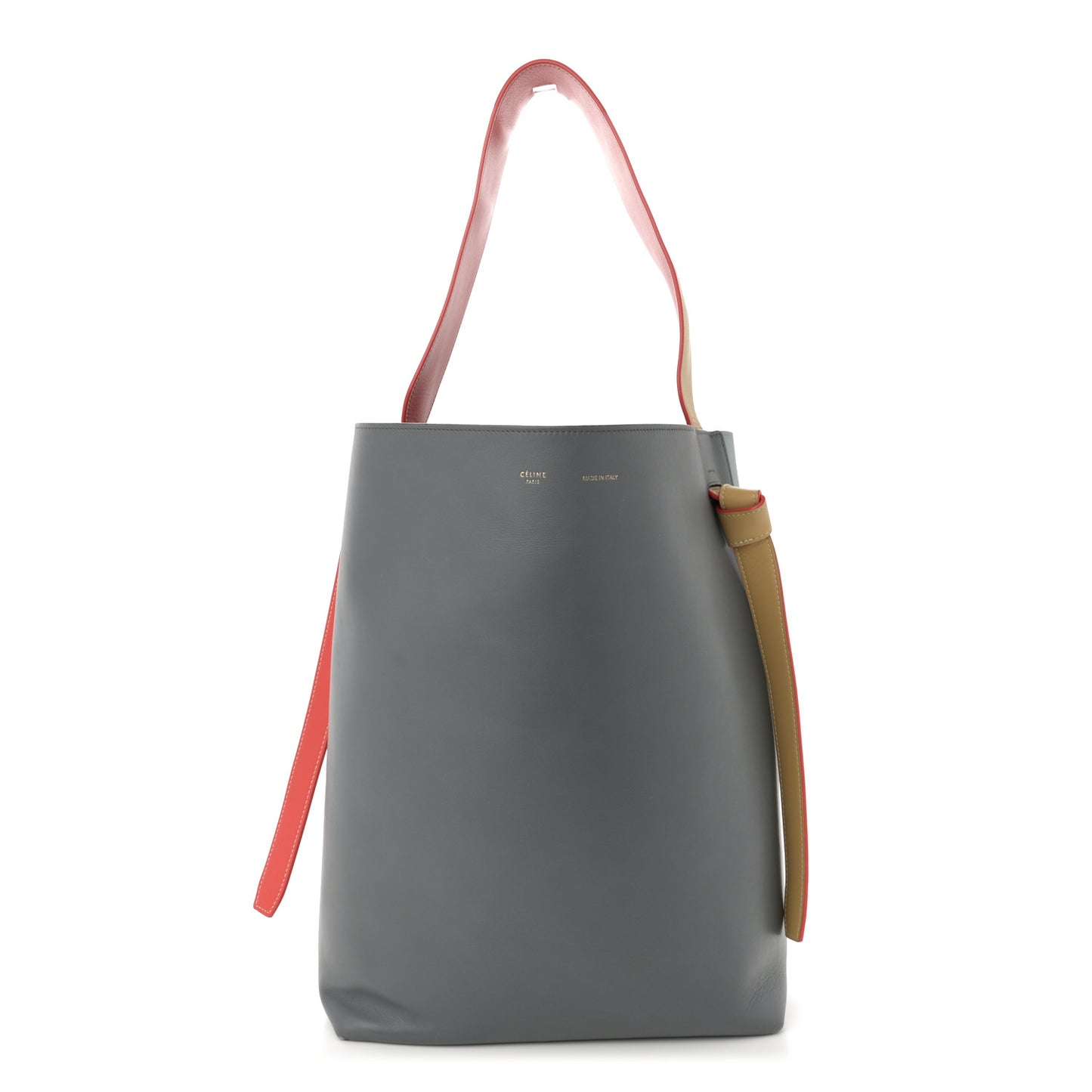Shiny Smooth Calfskin Small Twisted Cabas Kohl Cloud