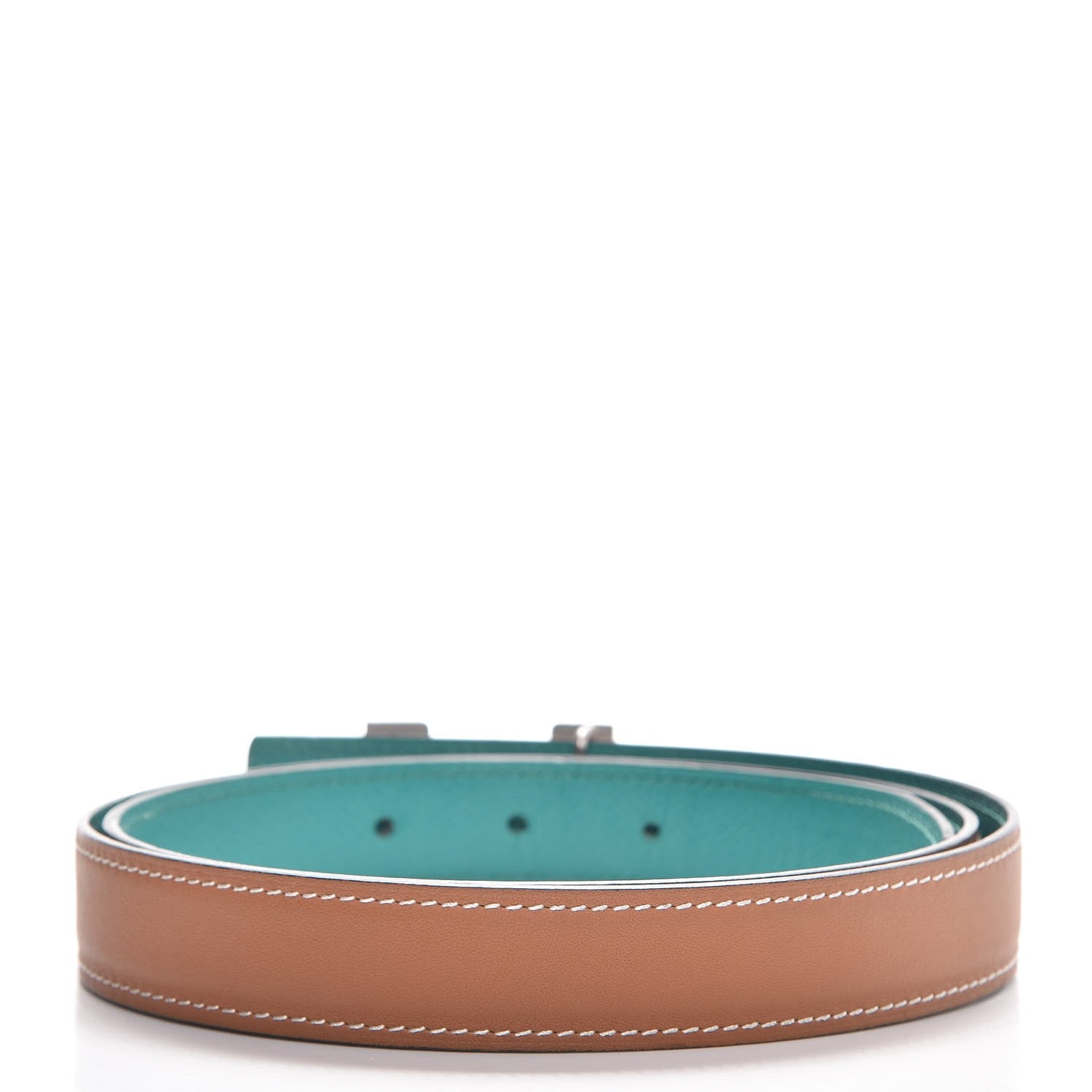 Hermes Swift Epsom 24mm H Belt 85 Gold Bleu Paon 4 of 19