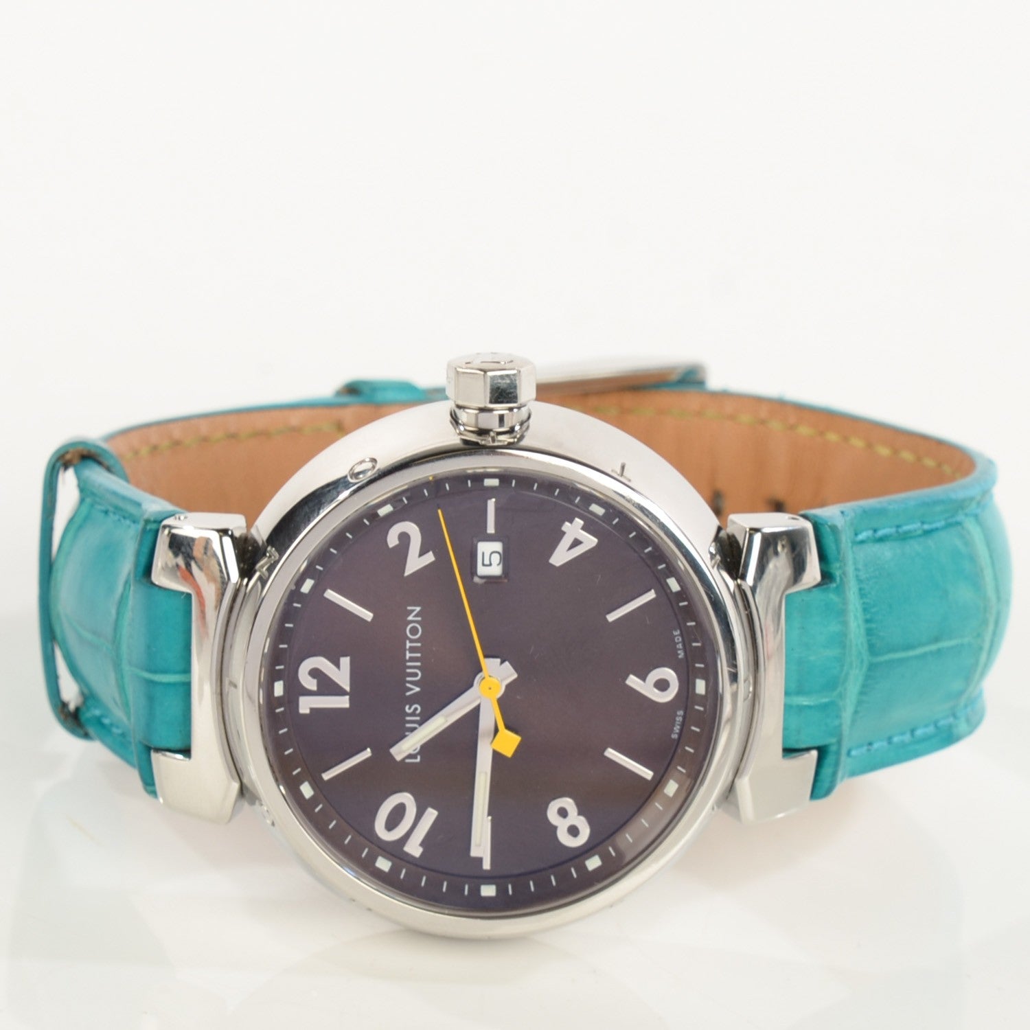 Louis Vuitton Stainless Steel Alligator 39mm Tambour Quartz Watch 3 of 8
