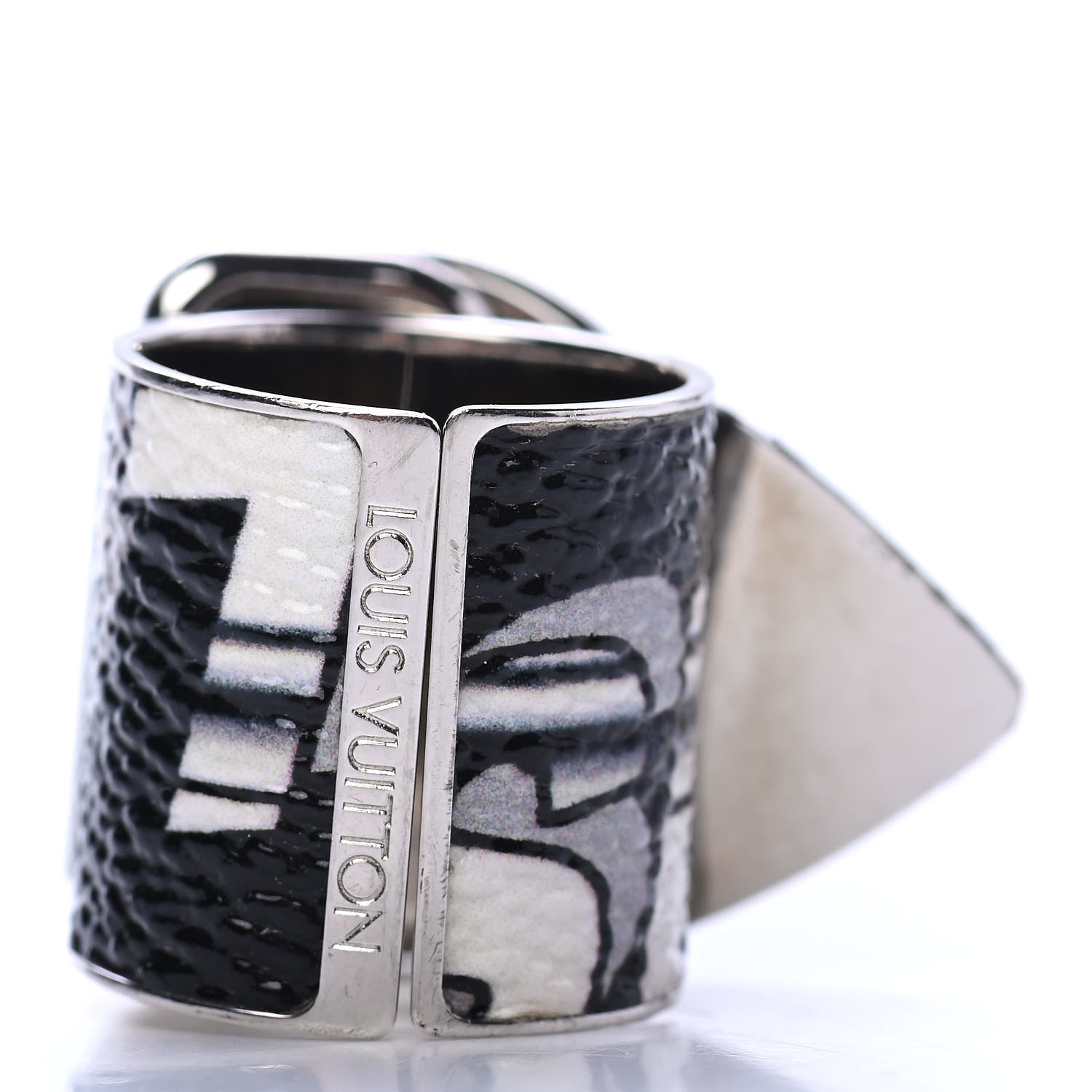 Louis Vuitton Calfskin Monogram Speedy Buckle Ring M Grey 3 of 4