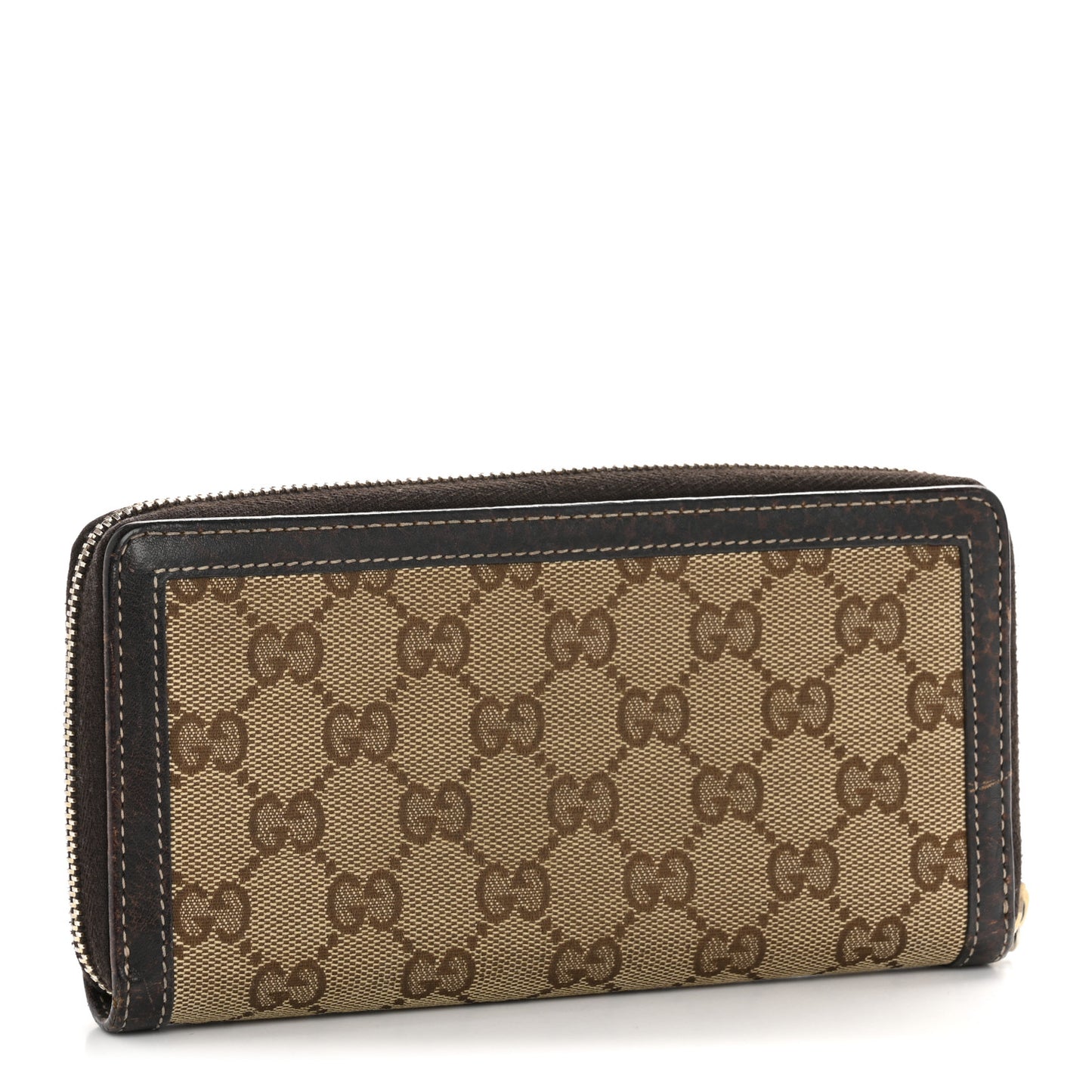 Monogram Calfskin Bamboo Tassel Zip Around Wallet Beige Ebony Chocolate