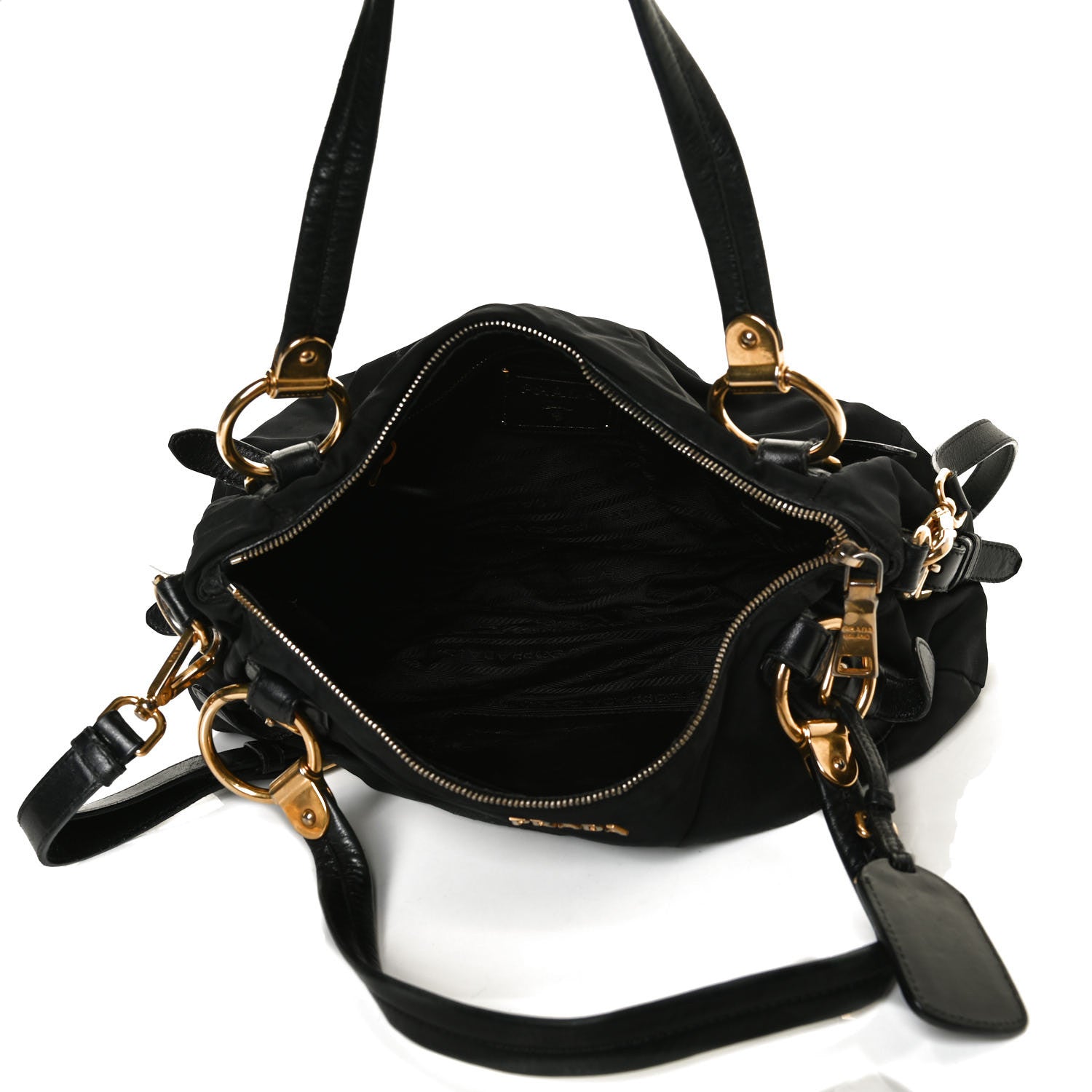 Prada Tessuto Nylon Jacquard Logo Aviator Satchel Black 4 of 17