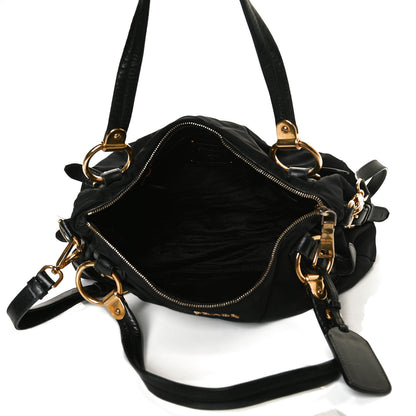 Prada Tessuto Nylon Jacquard Logo Aviator Satchel Black 4 of 17