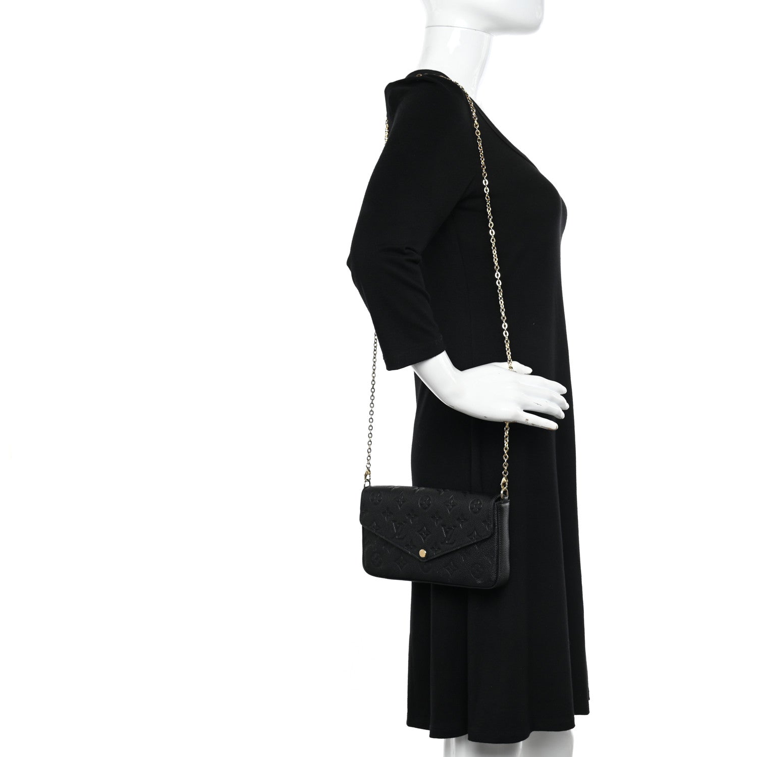 Louis Vuitton Empreinte Pochette Felicie Chain Wallet Black 2 of 15