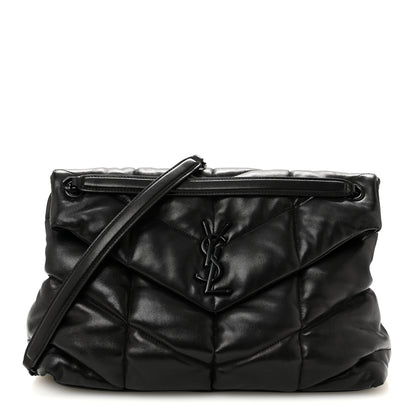 Saint Laurent Lambskin Quilted Monogram Monochrome Medium Loulou Puffer Chain Satchel Black 1 of 12