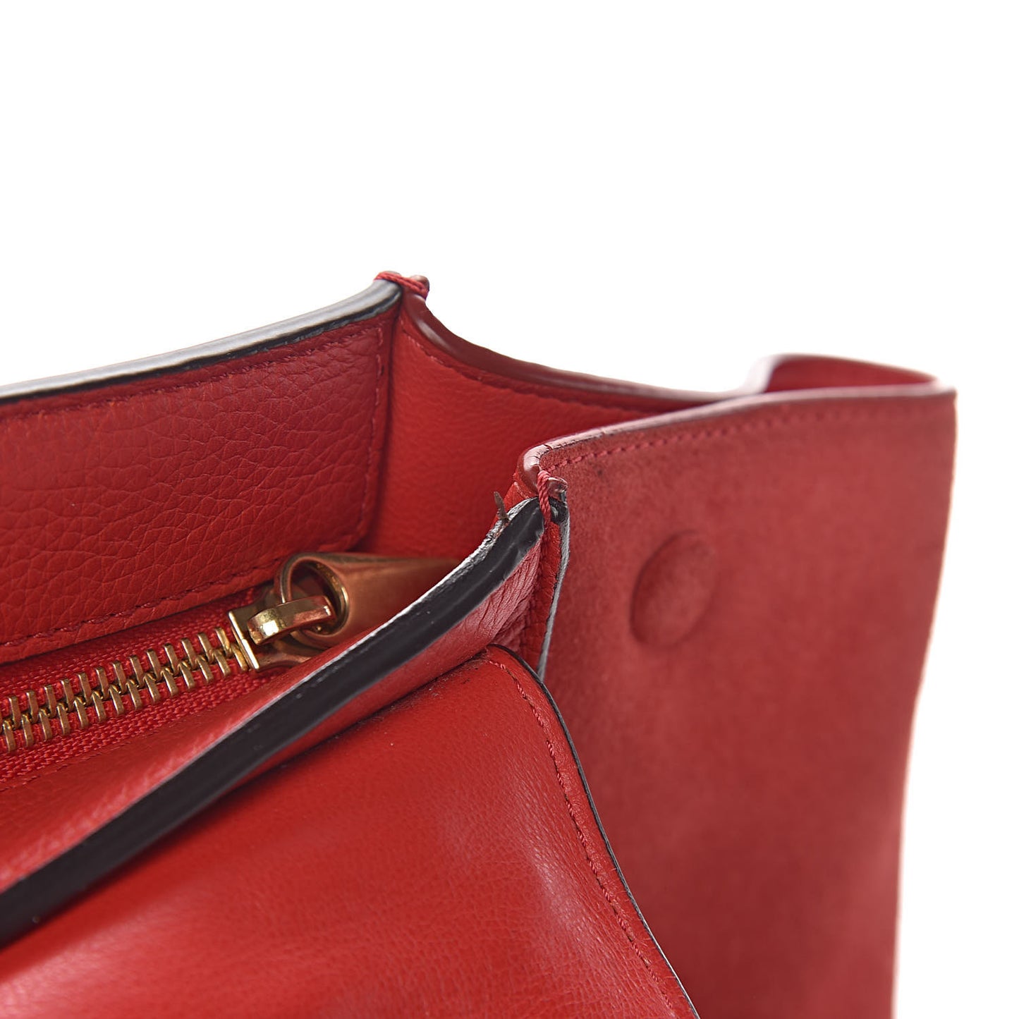Drummed Calfskin Suede Medium Trapeze Coquelicot