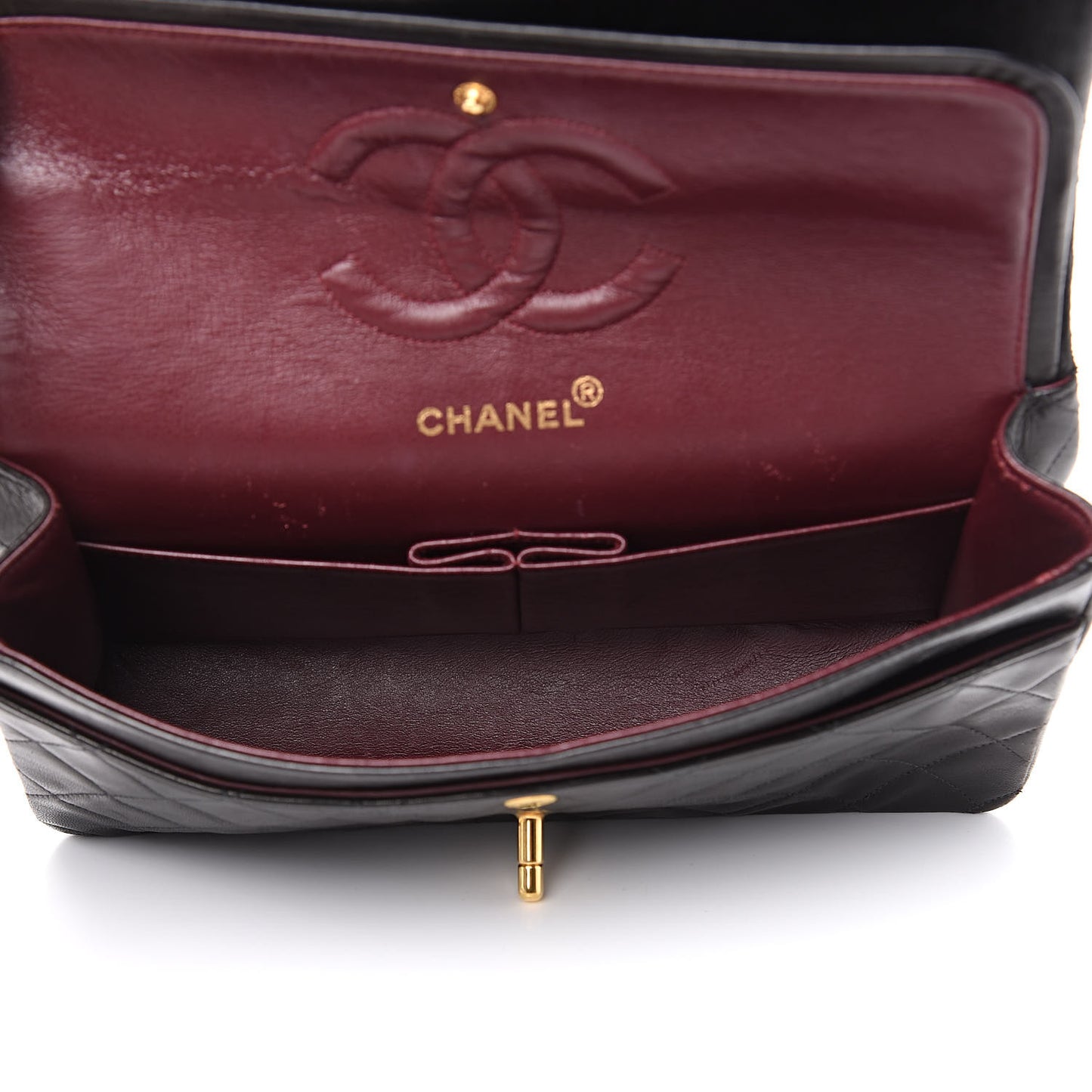 Lambskin Quilted Medium Double Flap Black
