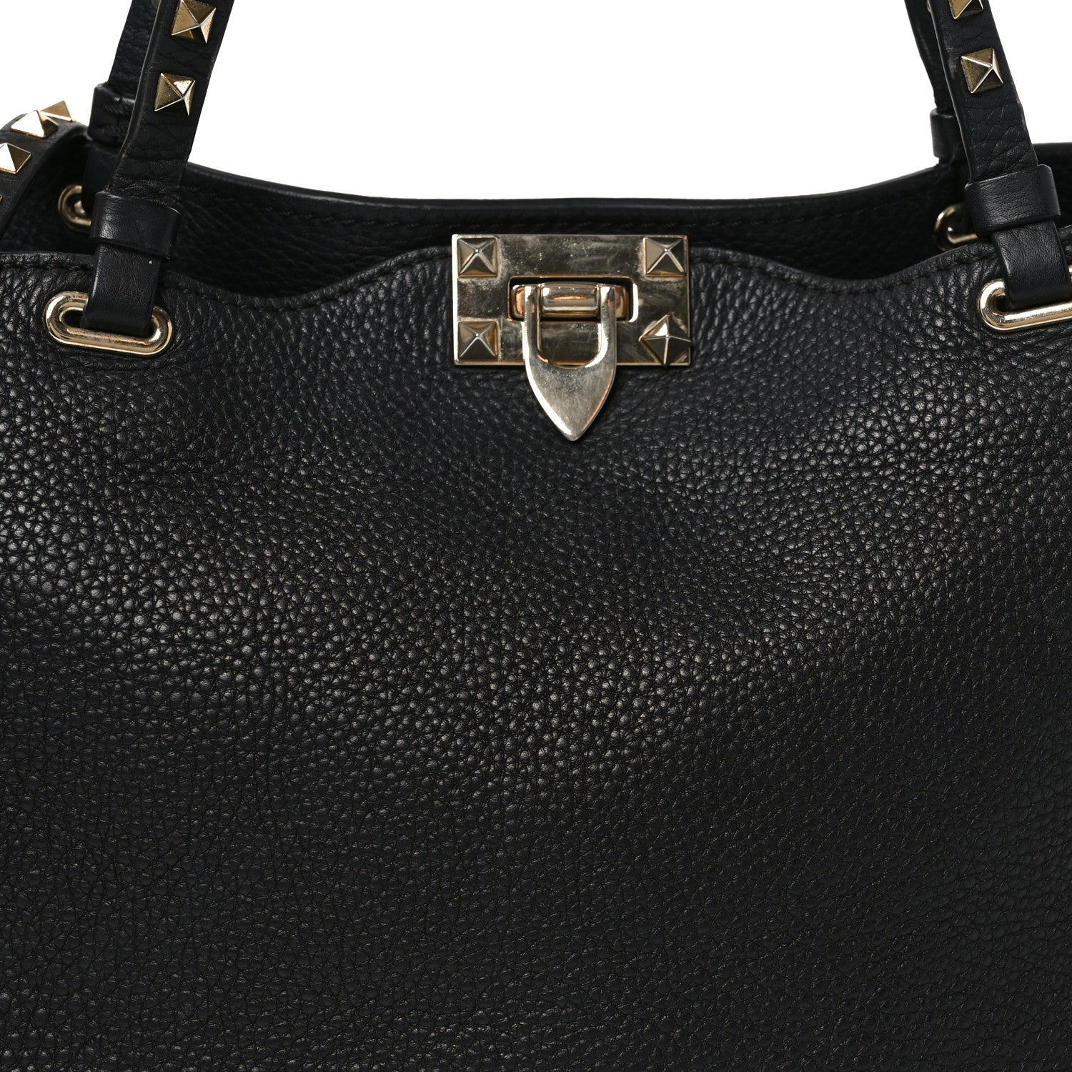 Valentino Garavani Pebbled Calfskin Medium Rockstud Tote Black 7 of 11
