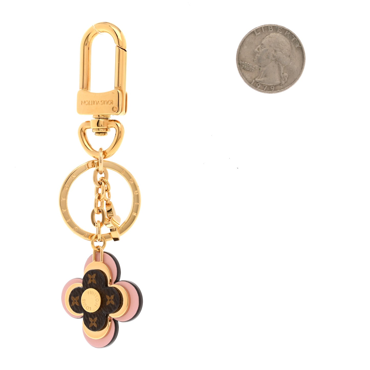 Monogram Blooming Flowers BB Bag Charm Key Holder Pink