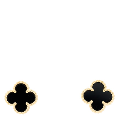 Van Cleef & Arpels 18K Yellow Gold Black Onyx Sweet Alhambra Earrings 1 of 3