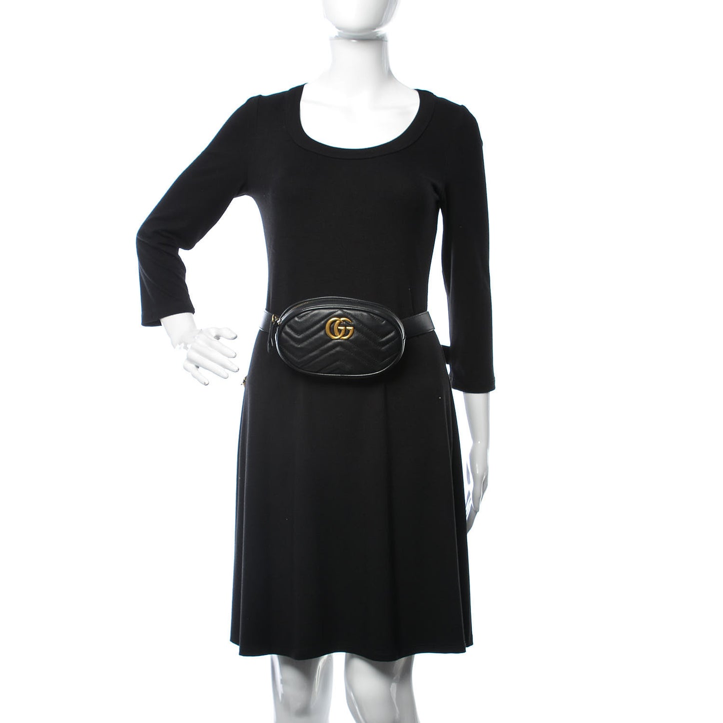 Calfskin Matelasse GG Marmont Belt Bag 95 38 Black