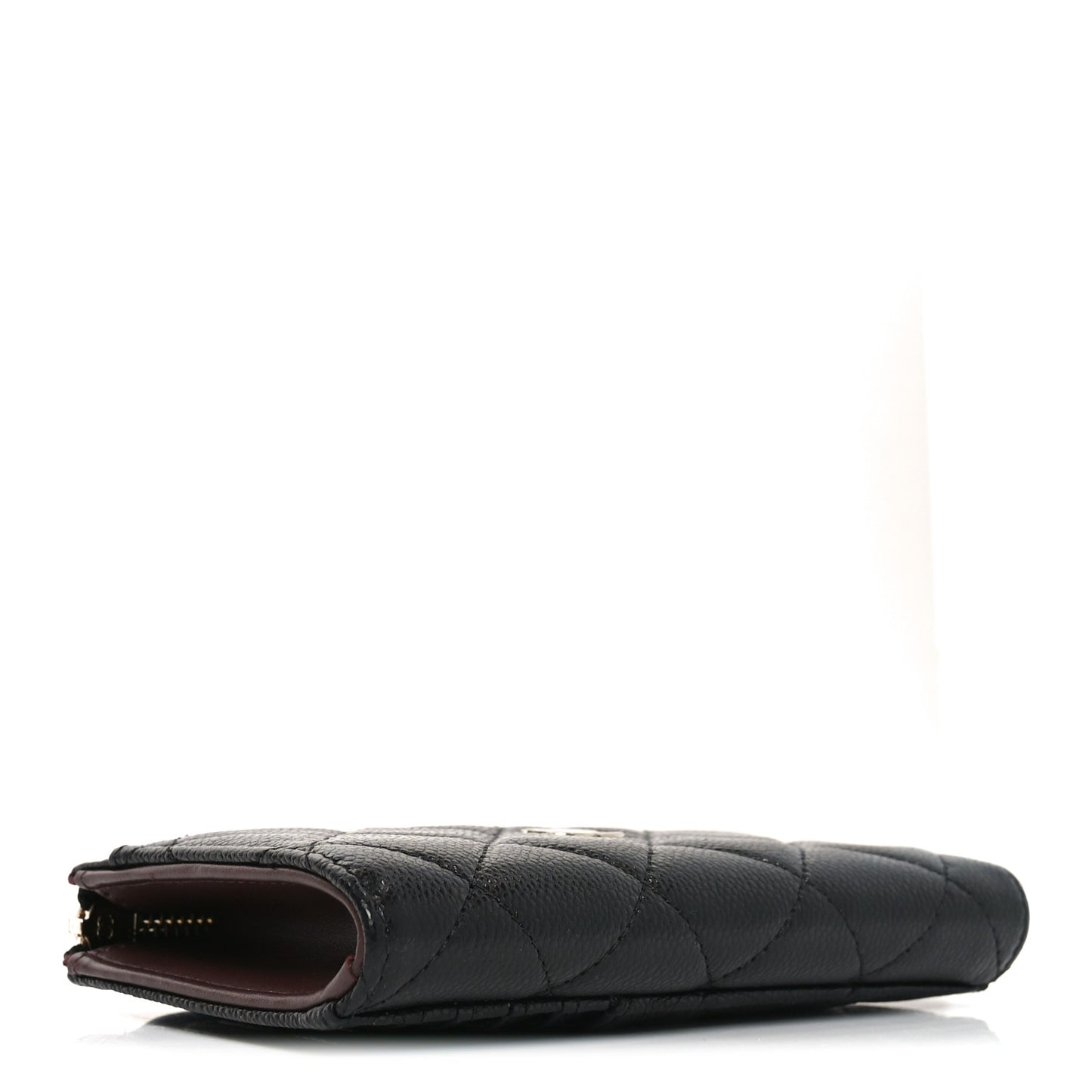 Caviar Quilted CC Zip Around Card Holder Black