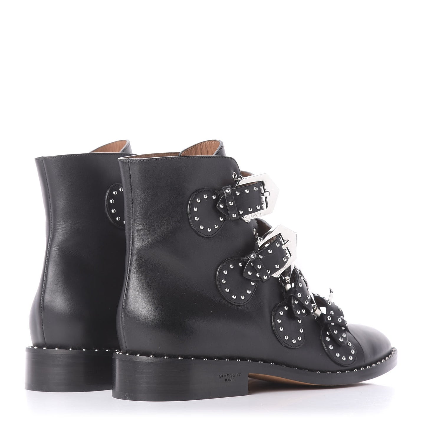 Calfskin Studded Prue Buckle Bootie 39.5 Black