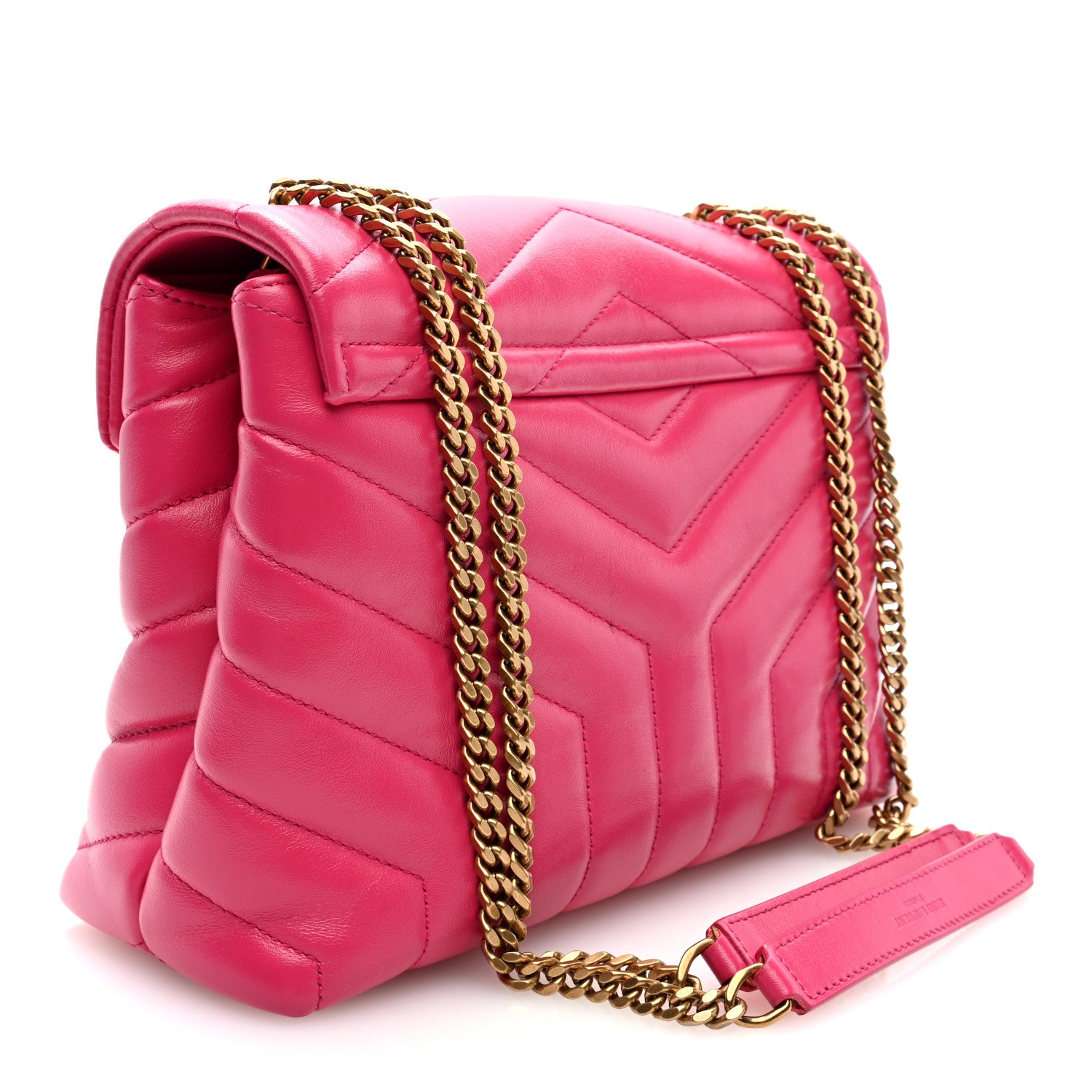 Saint Laurent Calfskin Y Quilted Monogram Small Loulou Chain Satchel Fresh Fuchsia 3 of 9