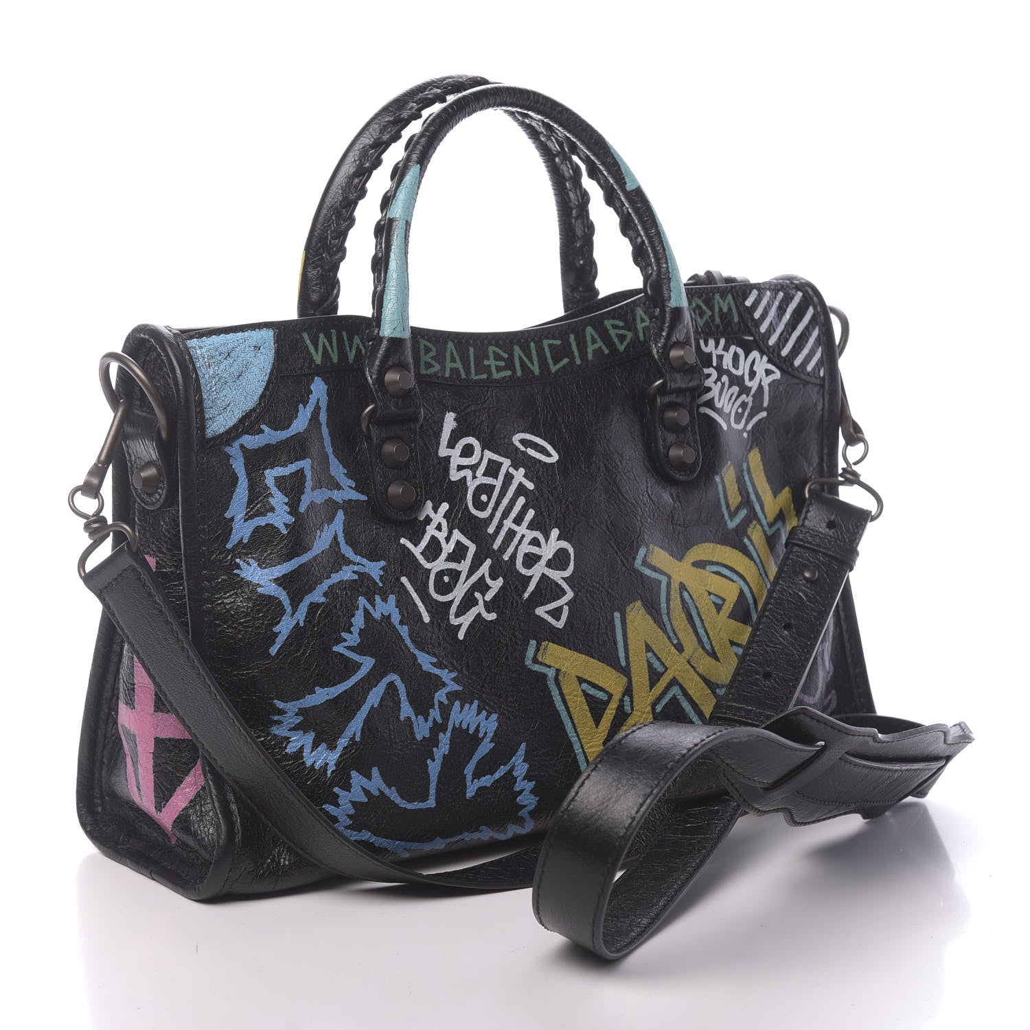 Balenciaga Agneau Graffiti All Over Classic Hardware S City Black Multicolor 4 of 10