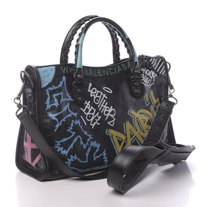Balenciaga Agneau Graffiti All Over Classic Hardware S City Black Multicolor 4 of 10