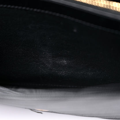 Saint Laurent Grain De Poudre Matelasse Chevron Monogram Chain Wallet Black 12 of 15