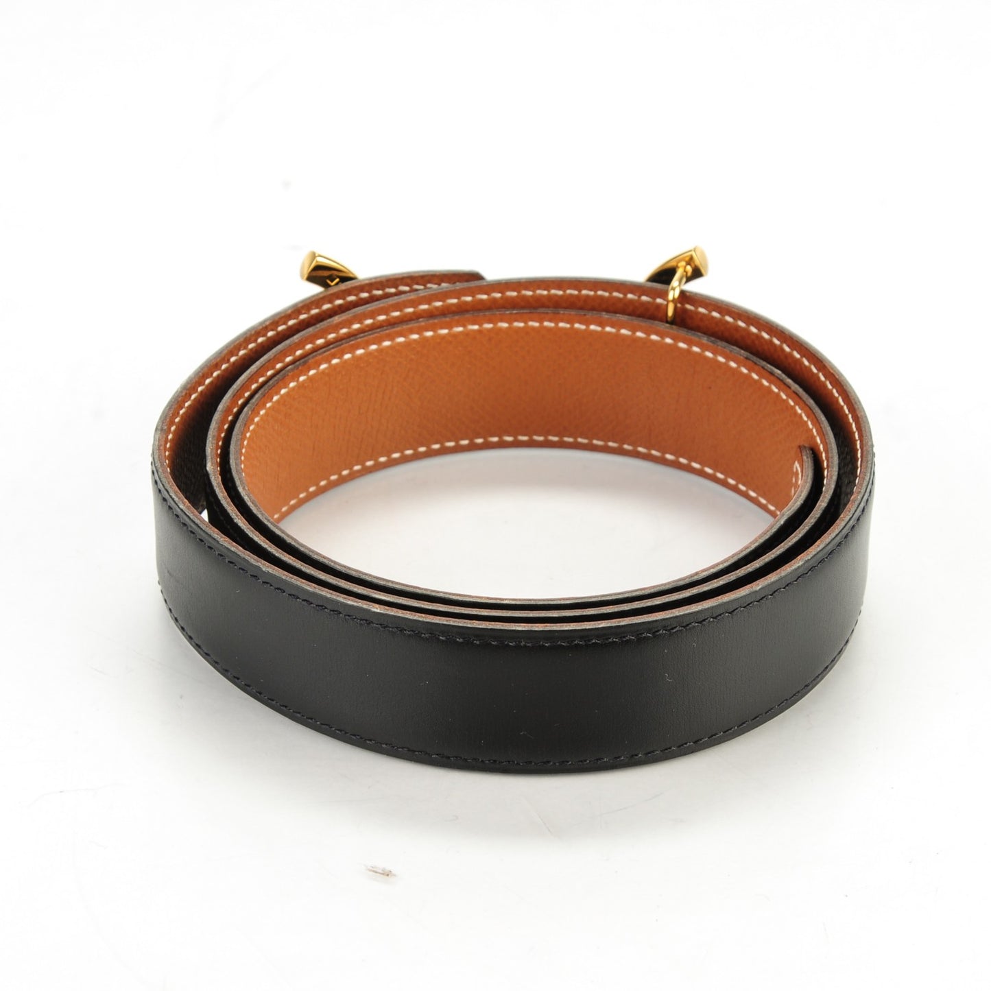Box Courchevel Reversible Horsebit H 32mm Belt 80 Noir Gold