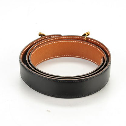 Hermes Box Courchevel Reversible Horsebit H 32mm Belt 80 Noir Gold 3 of 10