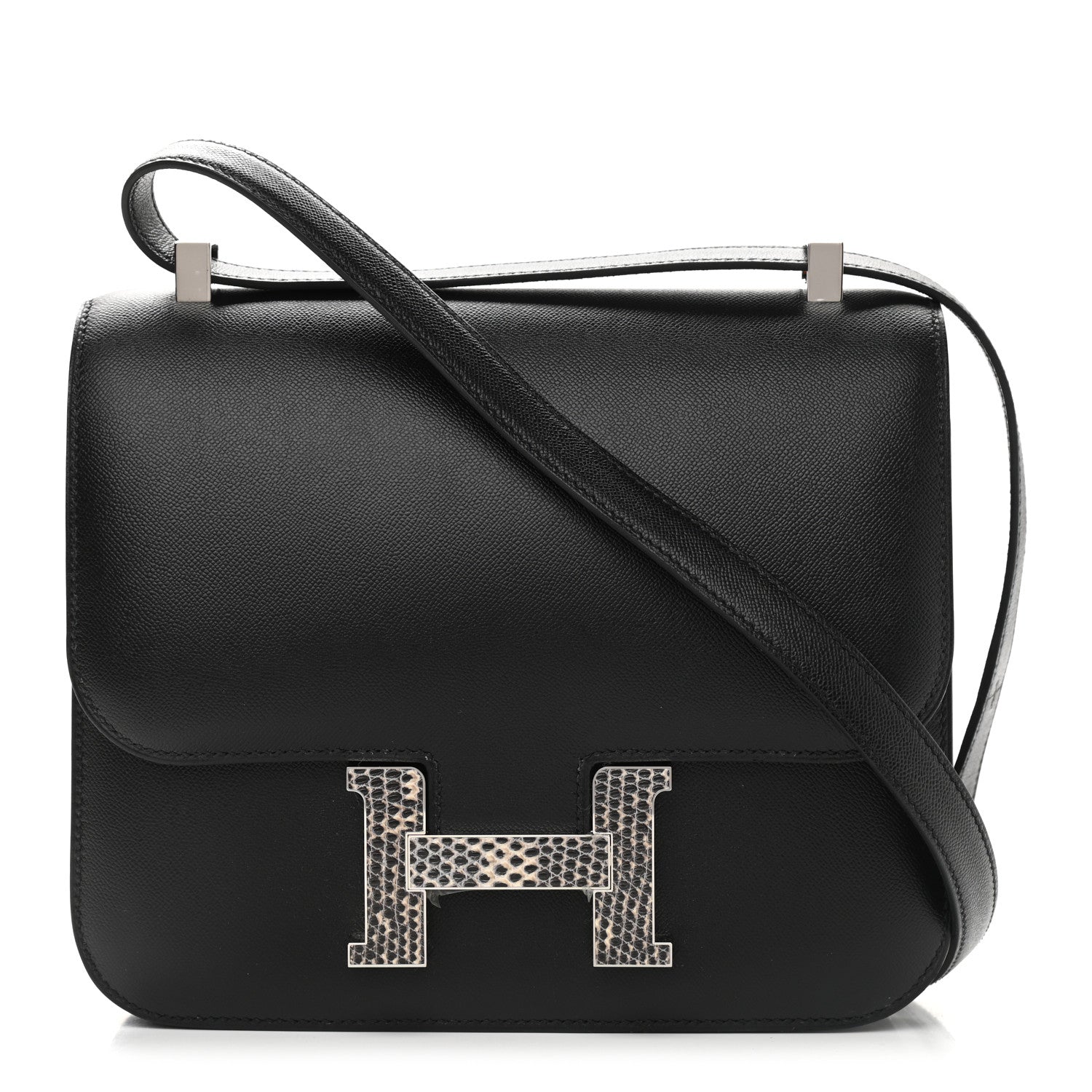 Hermes Grained Monsieur Lizard Constance 24 Black Ombre 1 of 9