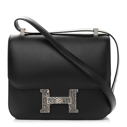 Hermes Grained Monsieur Lizard Constance 24 Black Ombre 1 of 9