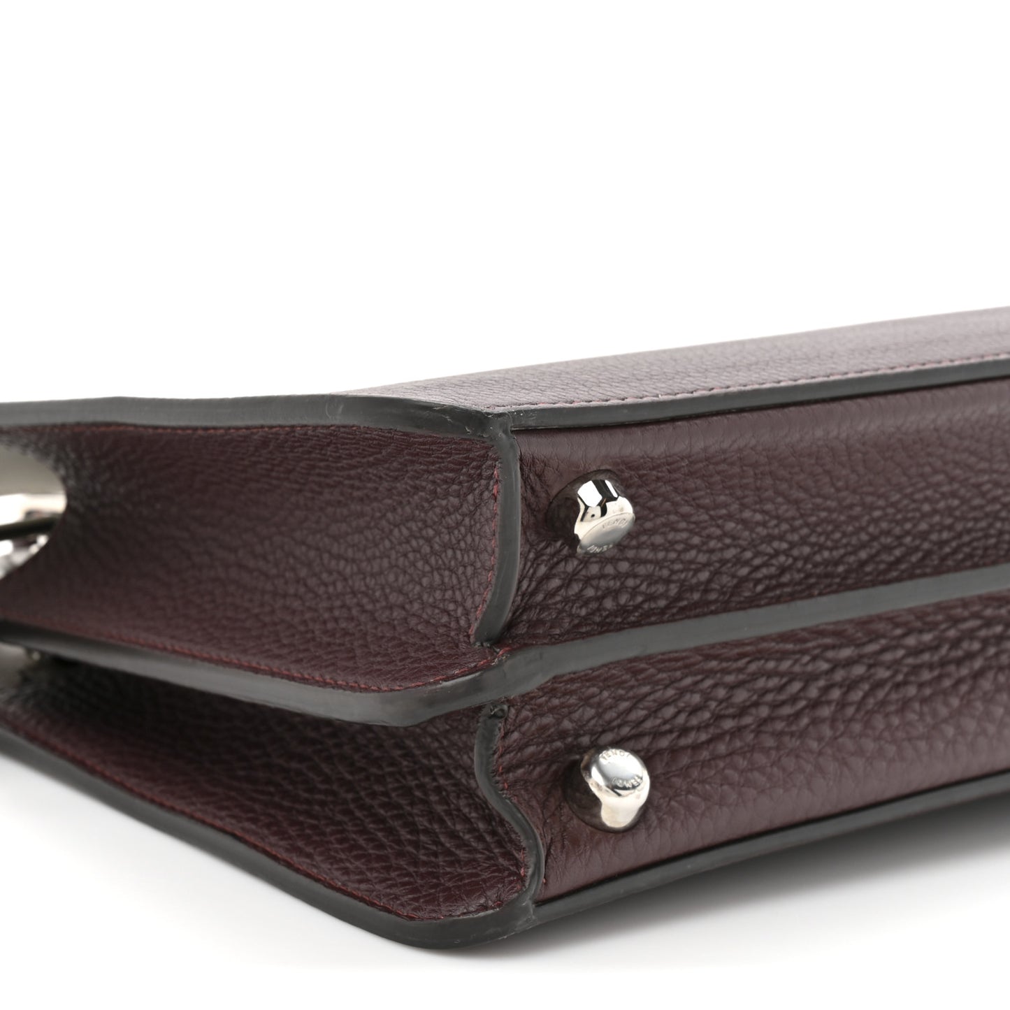 Cuoio Romano Vitello Cover Glazed Fabric Bi-Color FF 1974 Mini Peekaboo I SEE U Satchel  Ghianda Grezzo