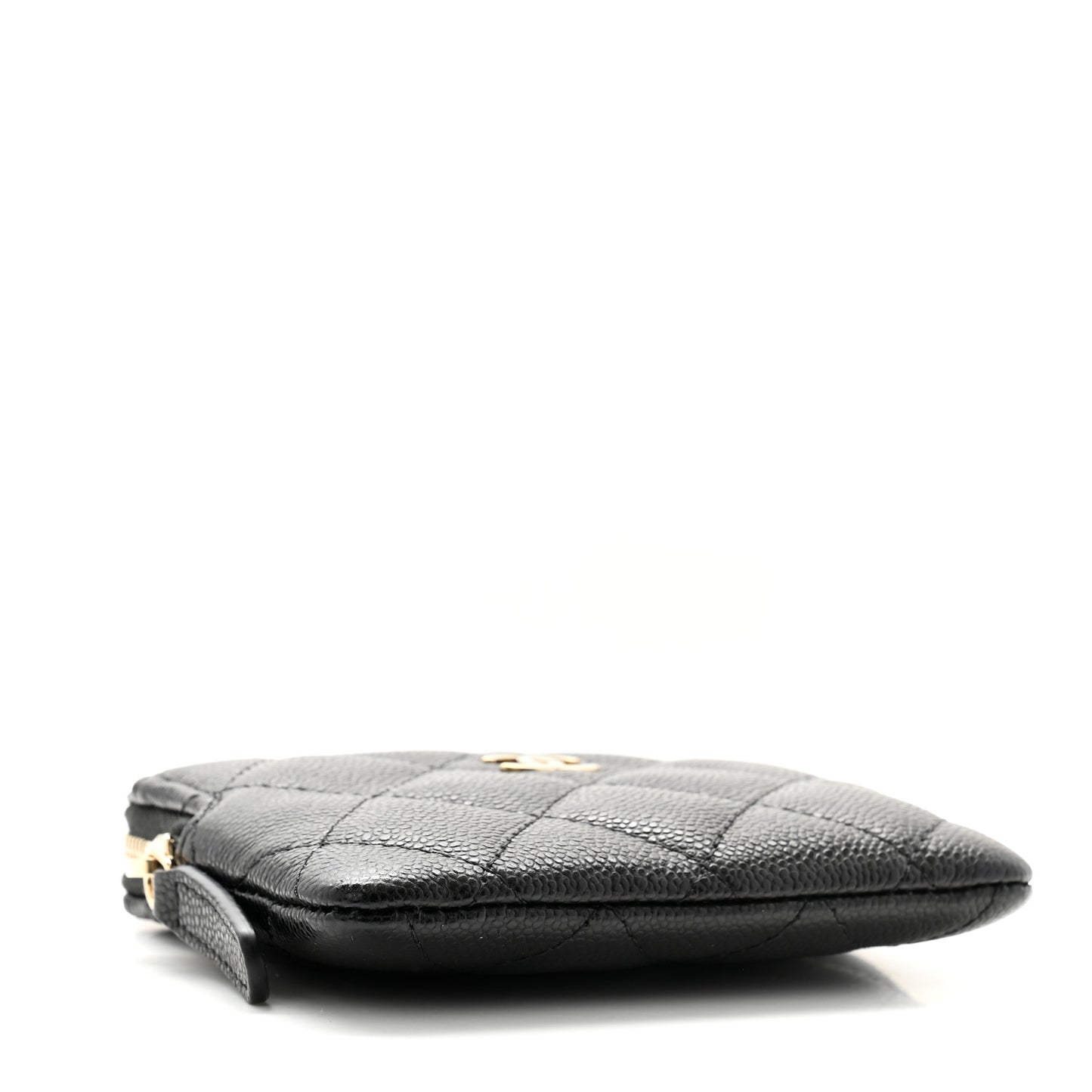 Caviar Quilted Zip Card Holder Wallet Black