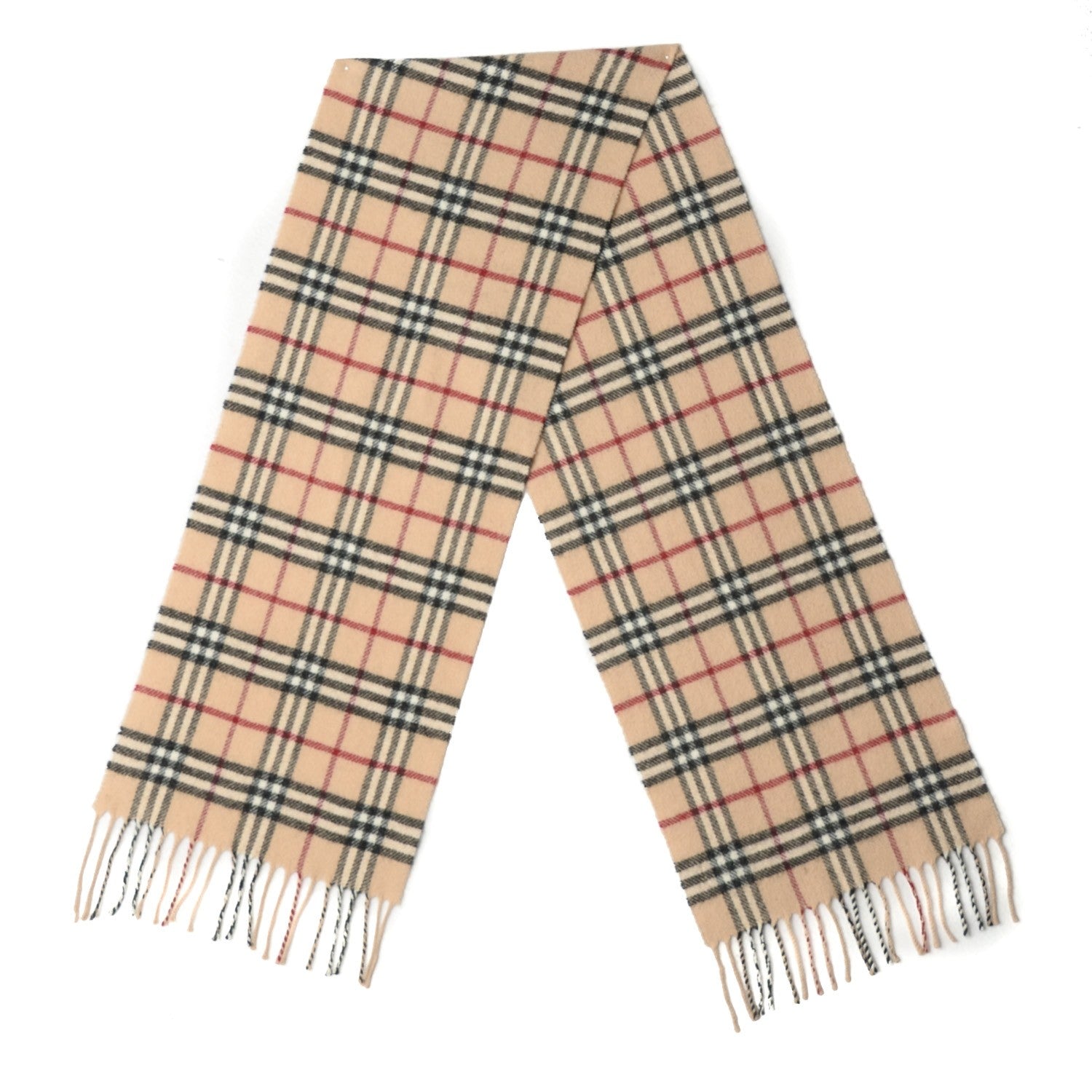 Burberry Lambswool Check Fringe Scarf Camel 2 of 5