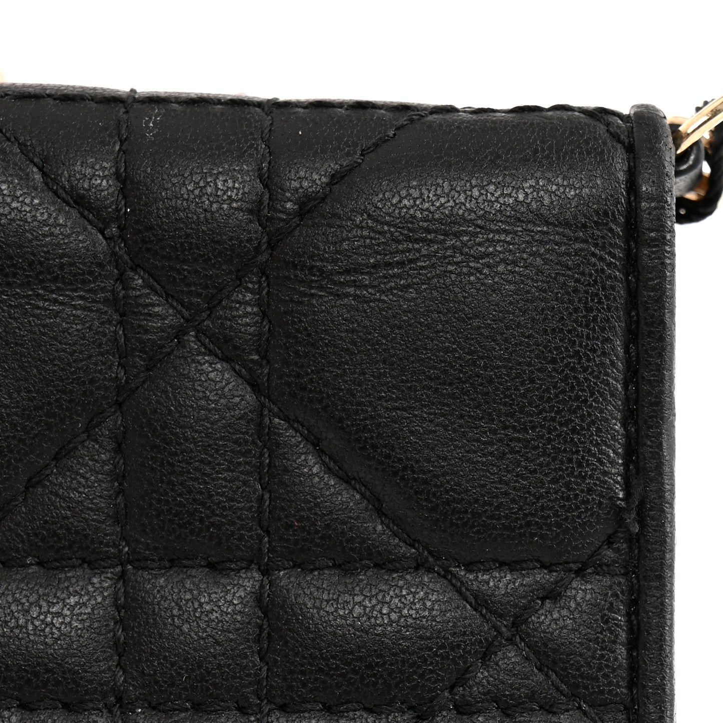 Lambskin Cannage Small Lady Dior Flap Card Holder Black