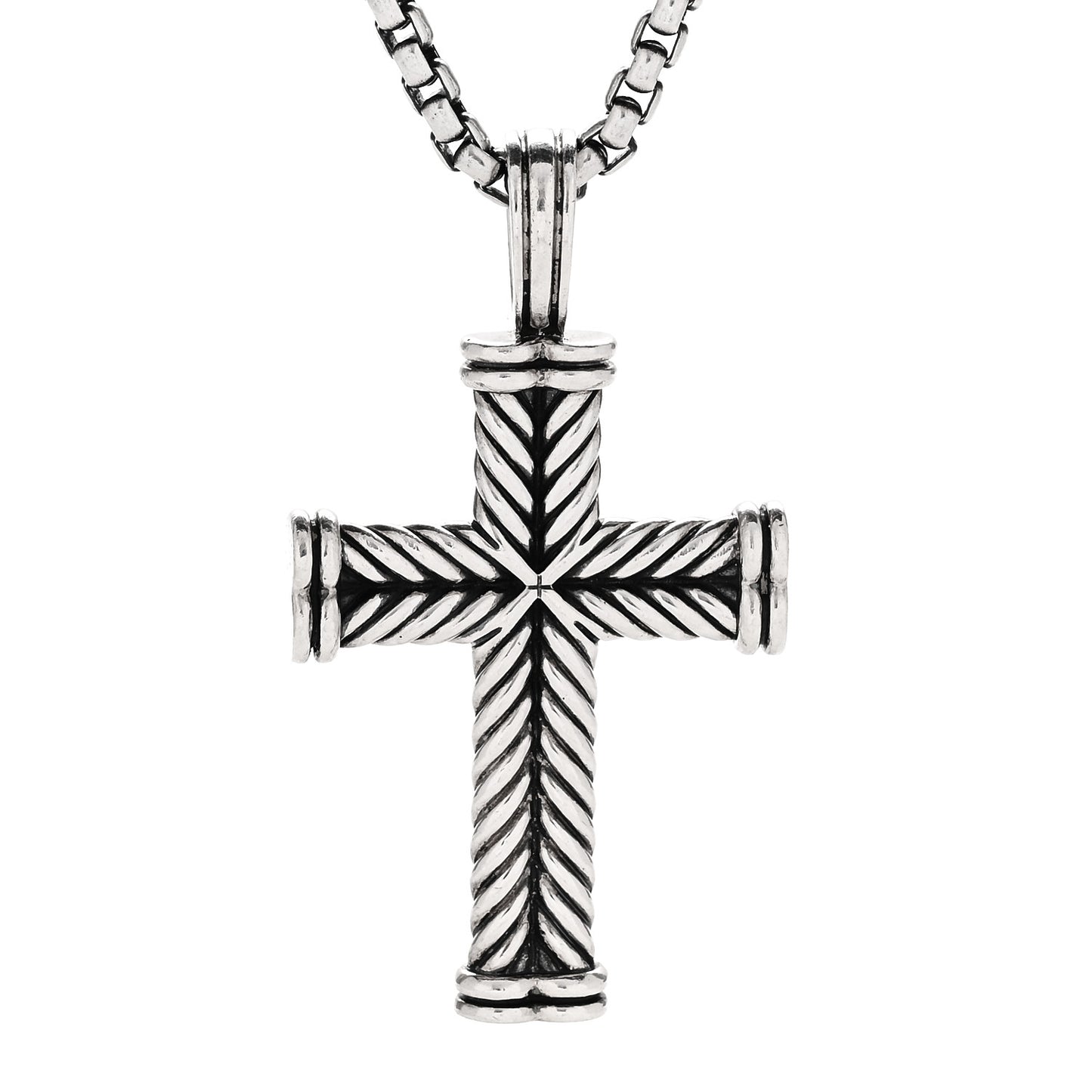 Sterling Silver Chevron Cross Pendant Necklace