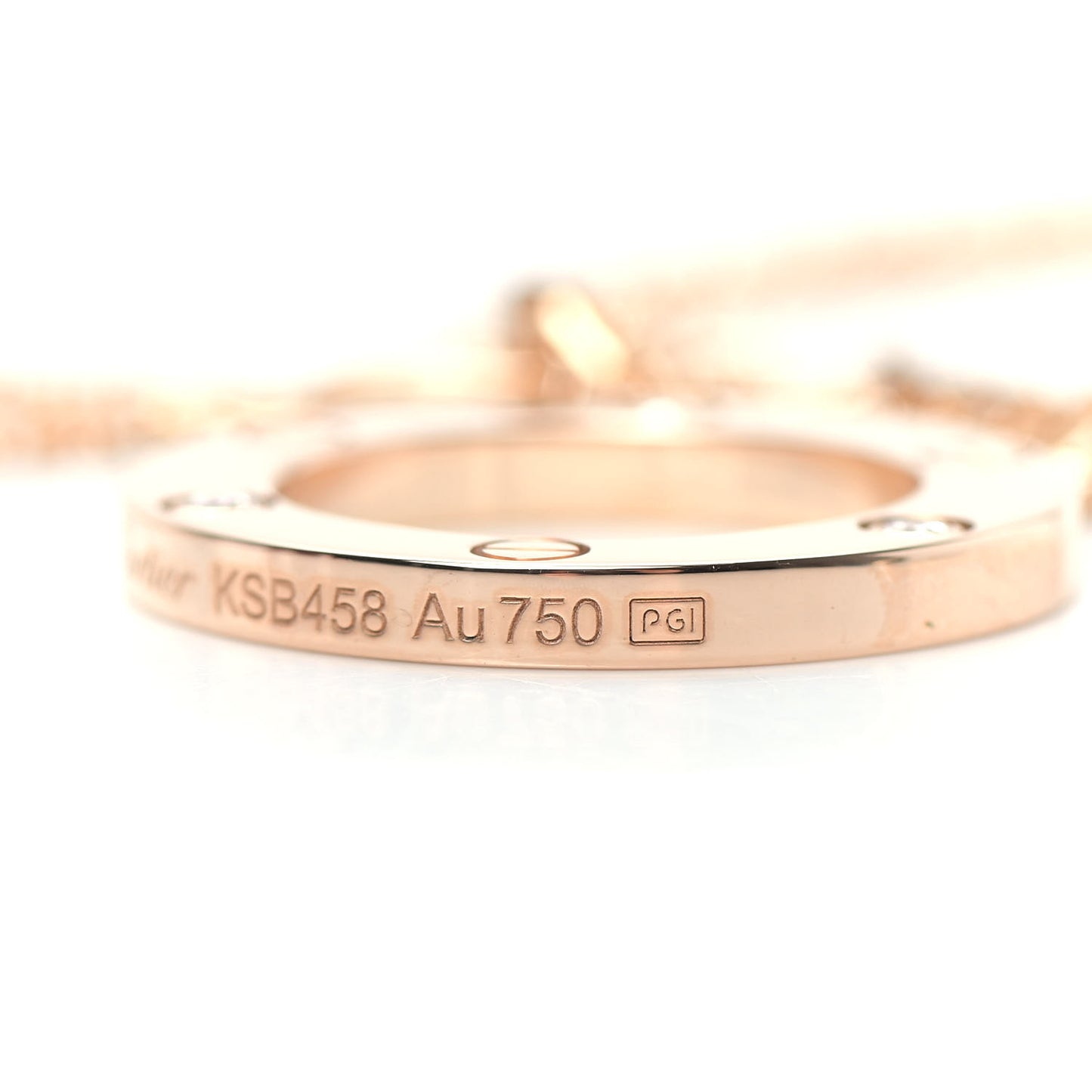 18K Pink Gold 3 Diamonds LOVE Pendant Necklace