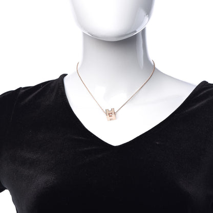 Hermes Rose Gold Lacquered Cage d'H Necklace Marron Glace 2 of 7