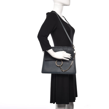 Chloe Suede Calfskin Medium Faye Shoulder Bag Silver Blue 2 of 9
