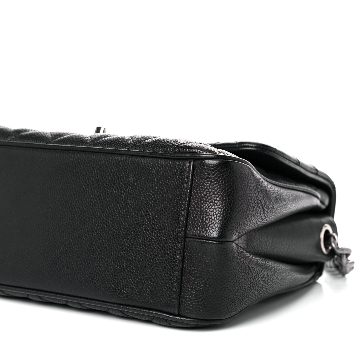 Caviar Quilted Medium Rock In Rome Single Flap Black