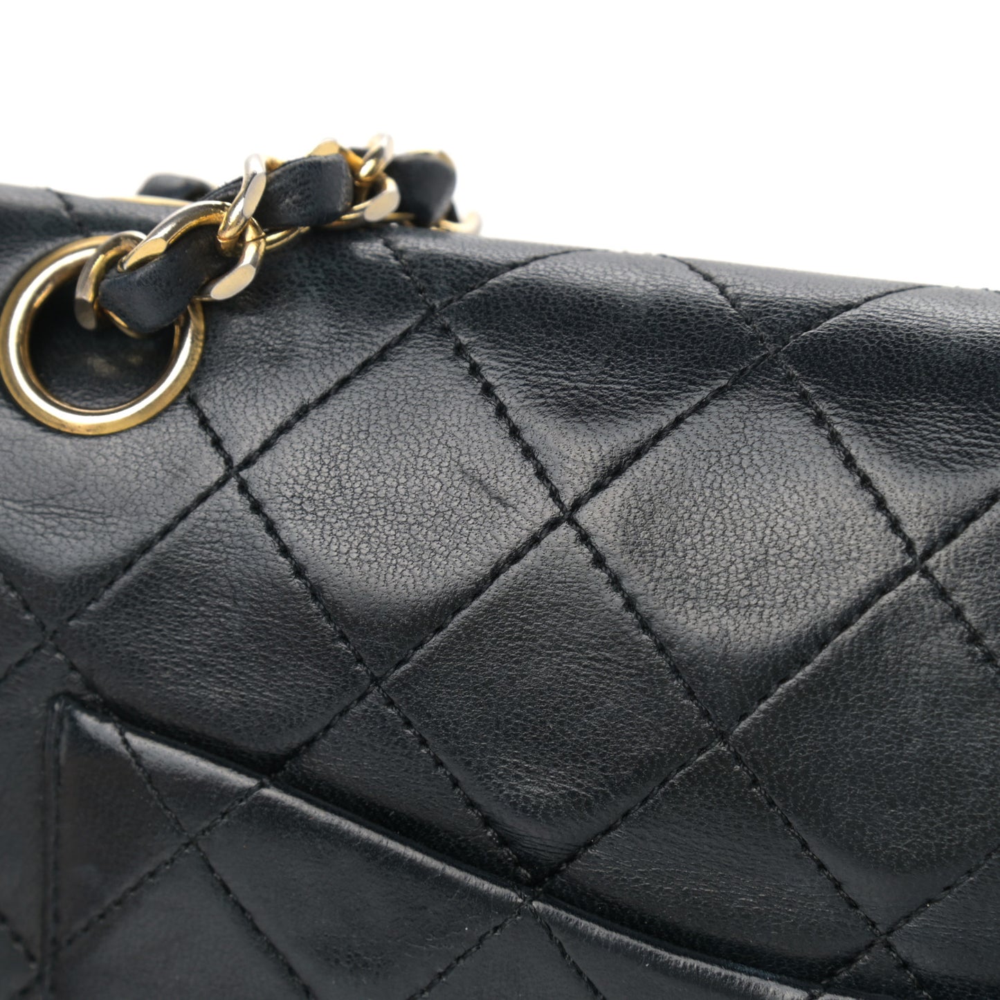 Lambskin Quilted Small Double Flap Black