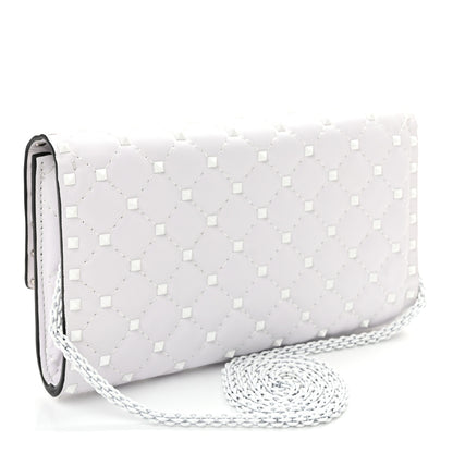 Valentino Garavani Lambskin Free Rockstud Spike Wallet on Chain Optic White 3 of 10