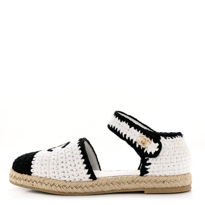 Chanel Braided Knit Cap Toe CC Ankle Strap Espadrilles 41 White Black 1 of 10