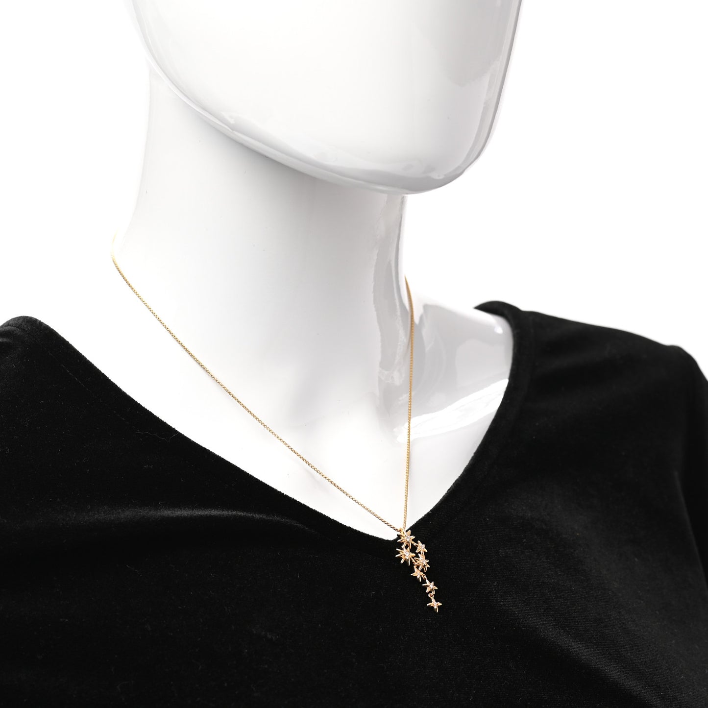 18K Yellow Gold Diamond Starburst Constellation Drop Necklace