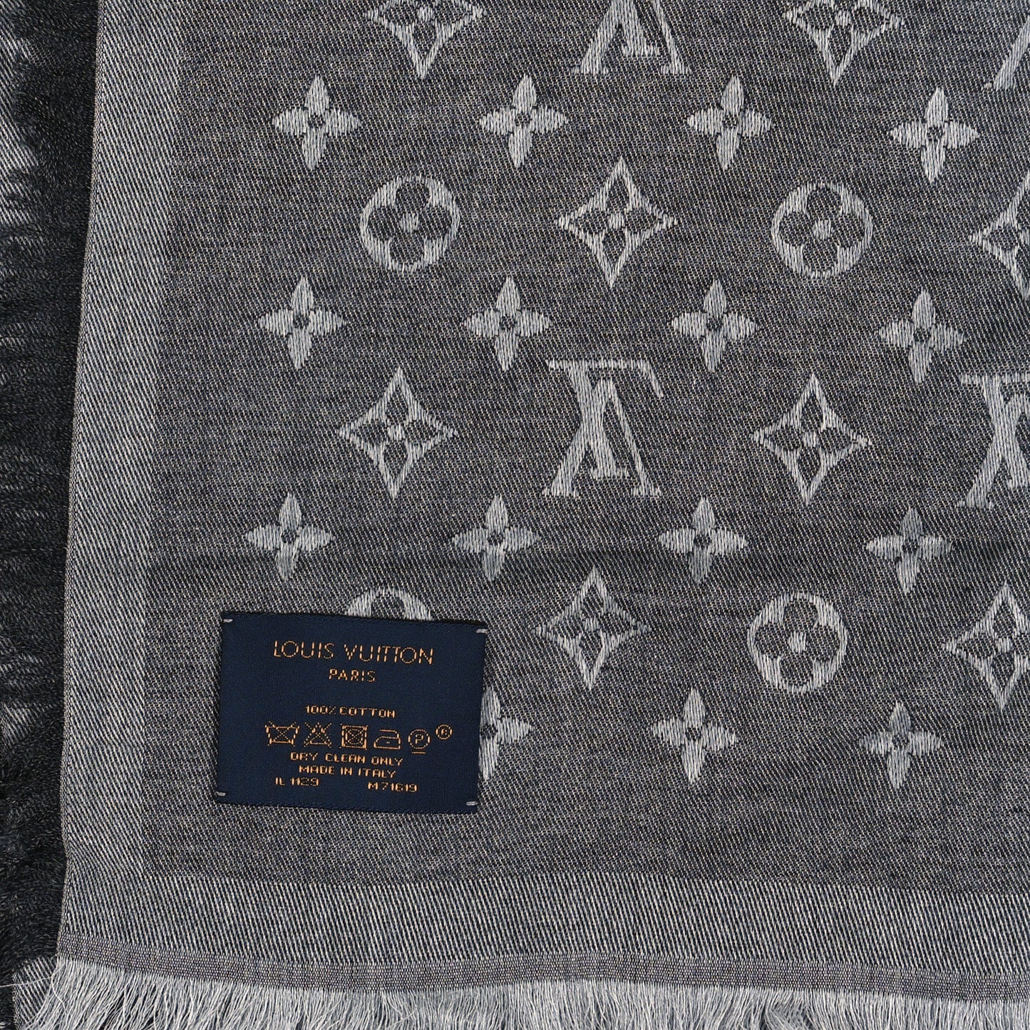 Cotton Monogram Essential Stole Gris