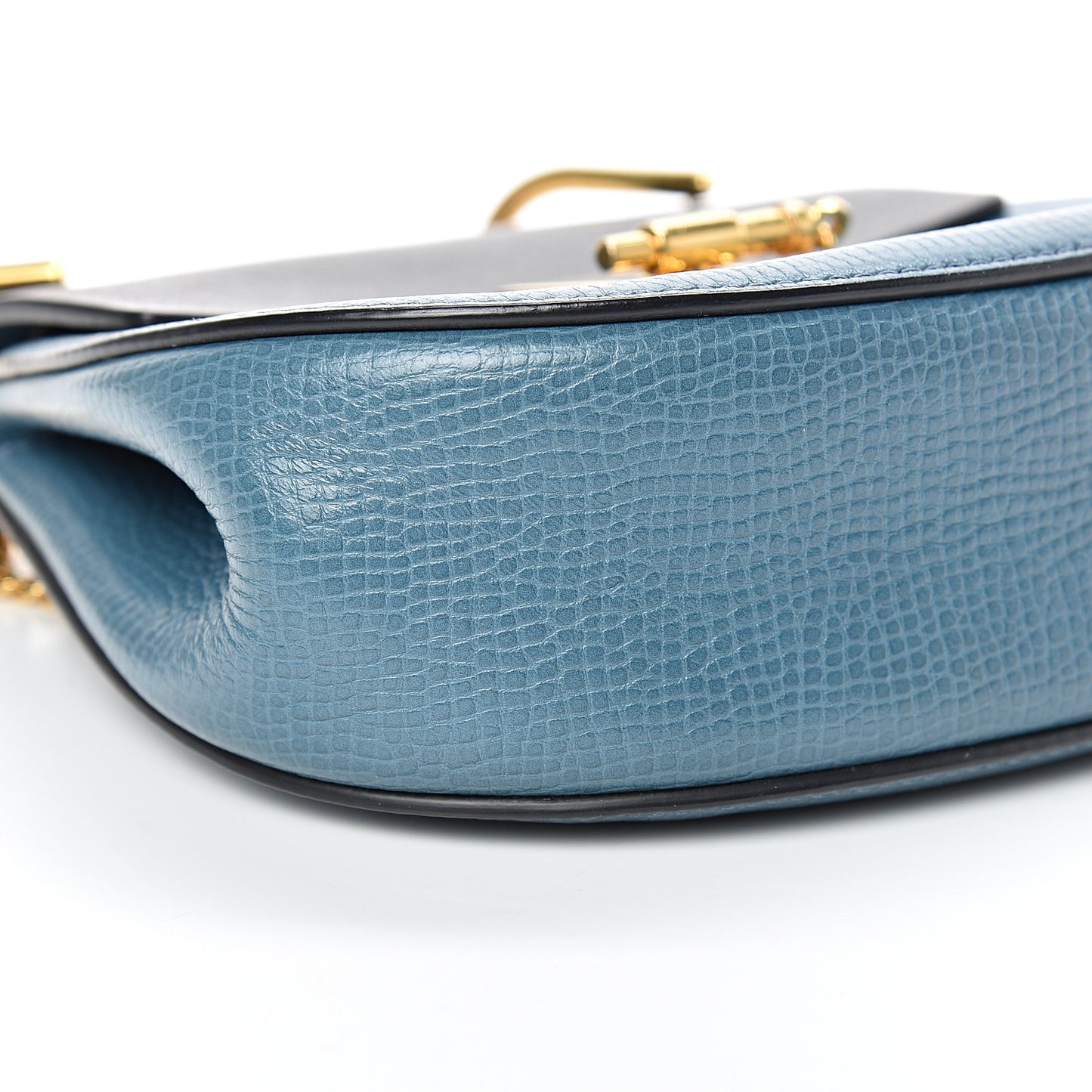 Grained Calfskin Lambskin Mini Bi-Color Drew Shoulder Bag Blue Black