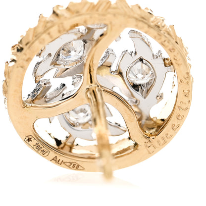 Buccellati 18K Yellow White Gold Diamond Ramage Earrings 5 of 5