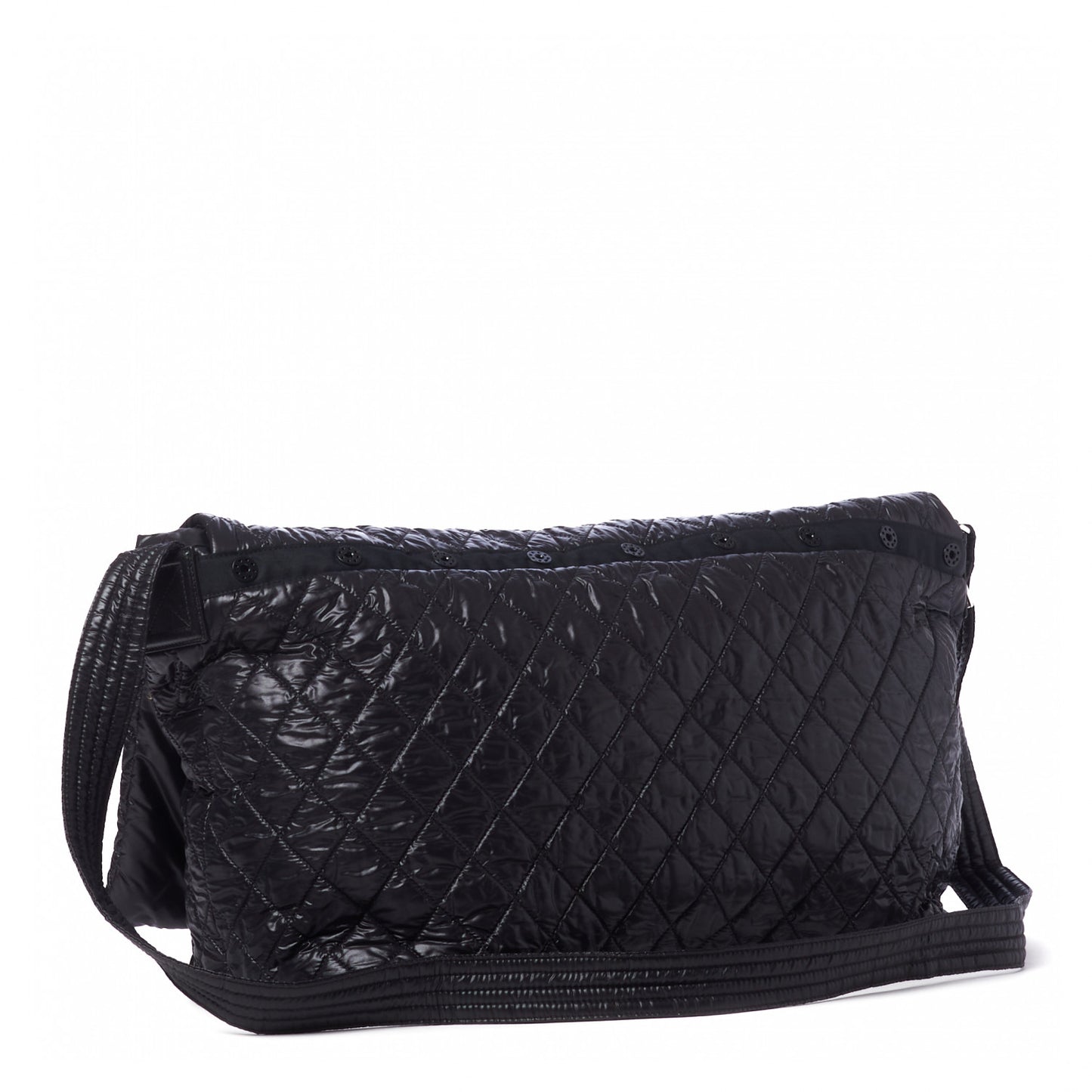 Nylon Quilted Large Coco Cocoon Shopping Tote and Messenger Bag Black